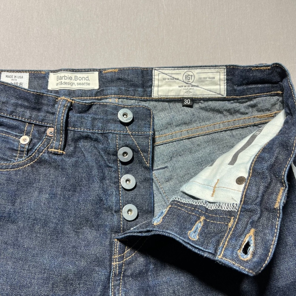 Rogue Territory Mens Blue Denim Stanton Mid Rise Slim Button Fly Jeans Size 30 - Picture 6 of 16